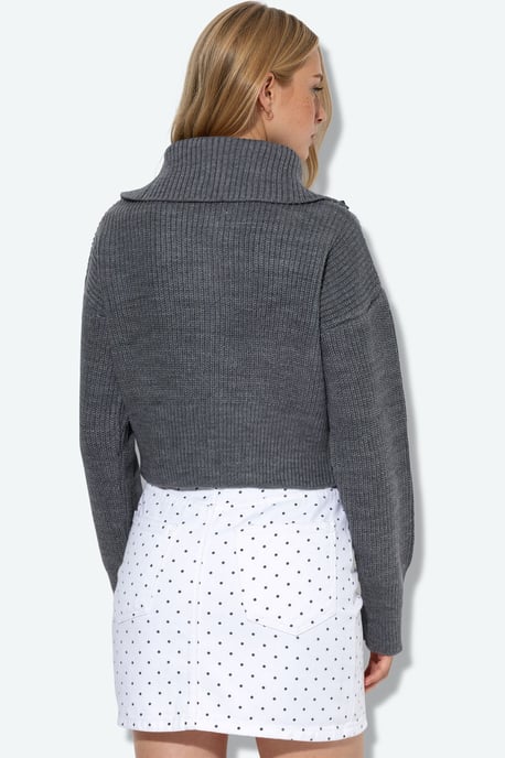 Dames Korte Geribbelde Rits Cardigan - Image 2