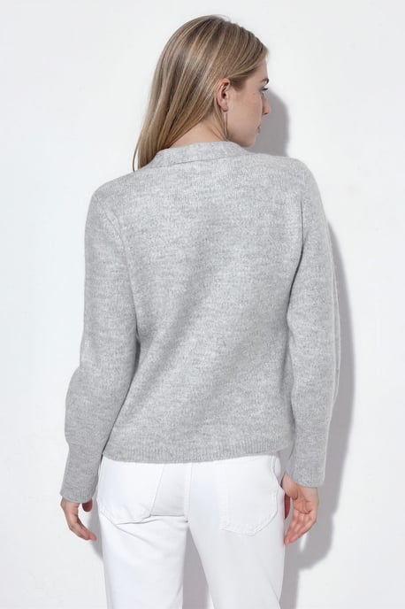 Women's Ribbed V-neck Button Cardigan - Image 2
