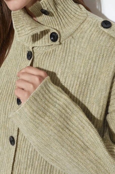 Ribbed Half-Turtleneck Button Cardigan - Image 2