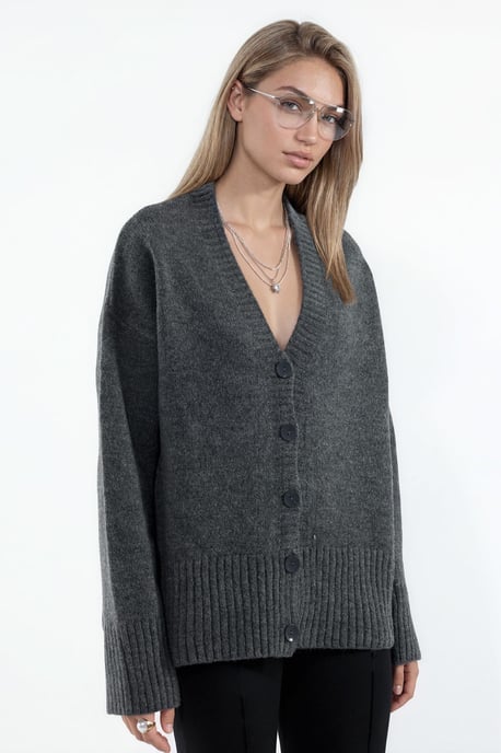Geribbelde V-hals Knopen Cardigan - Image 4