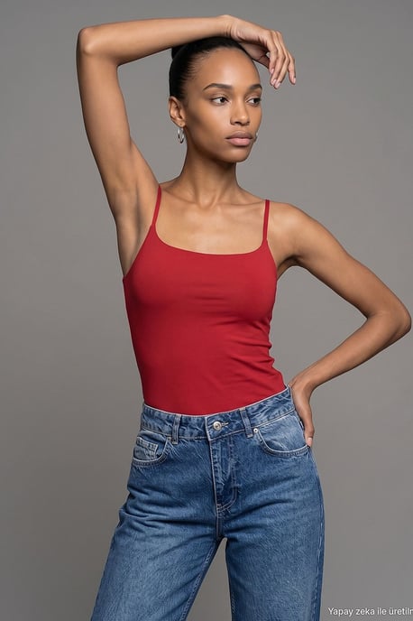 Slim Fit Square Neck Sleeveless Blouse - Image 3