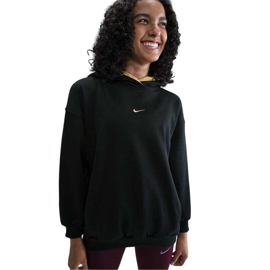 Nike Childrens/Kids Swoosh Oversized Hoodie (Black/Gold) - Image 2