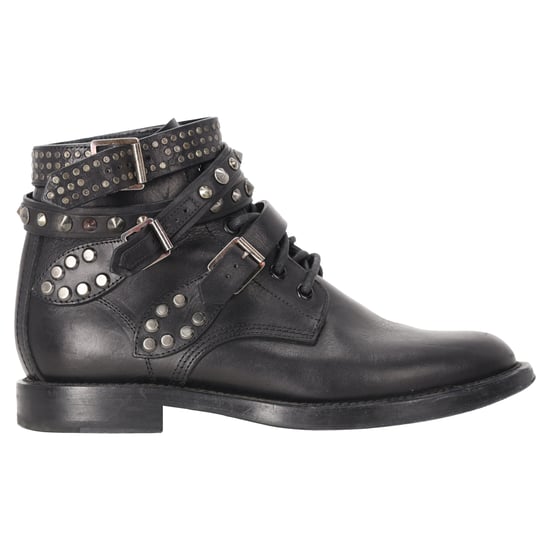 Saint Laurent enkellaarsjes met studs in zwart leer, model Ranger. - Image 1