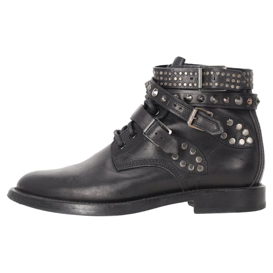 Saint Laurent enkellaarsjes met studs in zwart leer, model Ranger. - Image 2