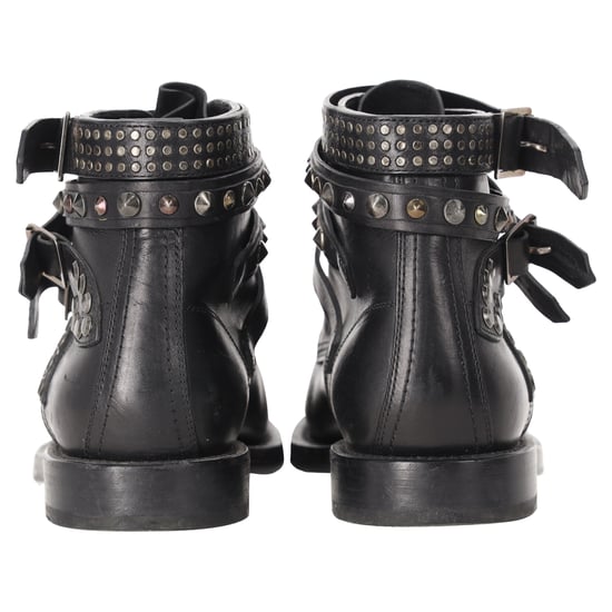Saint Laurent enkellaarsjes met studs in zwart leer, model Ranger. - Image 3