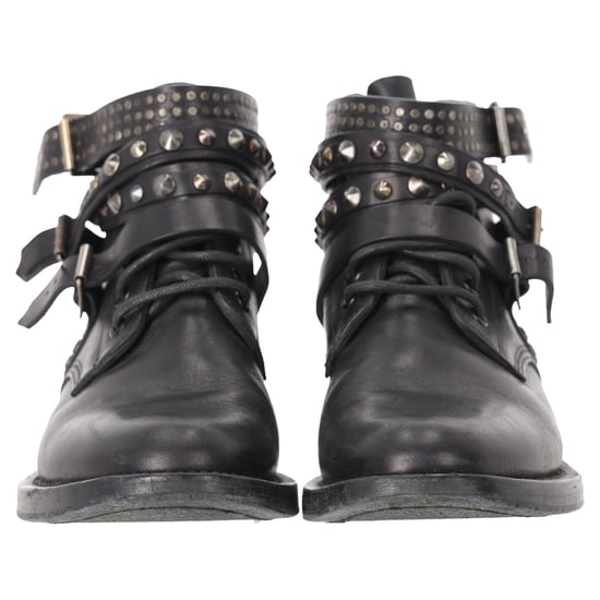 Saint Laurent enkellaarsjes met studs in zwart leer, model Ranger. - Image 4
