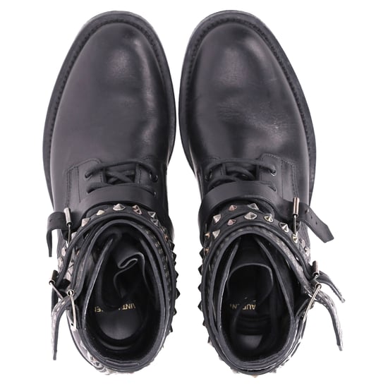 Saint Laurent enkellaarsjes met studs in zwart leer, model Ranger. - Image 6
