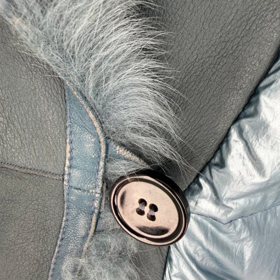 Prada Down Jacket with Faux Fur Hood in Light Blue Nylon - Image 2