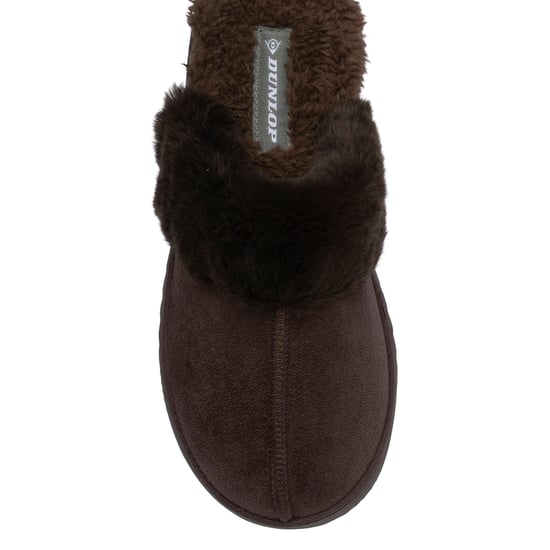 Ladies Faux Fur Trim Mule Slippers Brown Pink Tan Warm UK 3-8 - Image 3