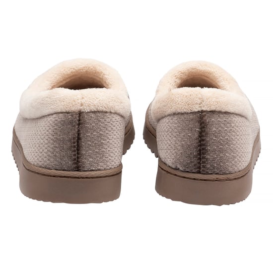 Ladies Textured Ballerina Slippers Brown Tan Warm UK 3-8 - Image 2
