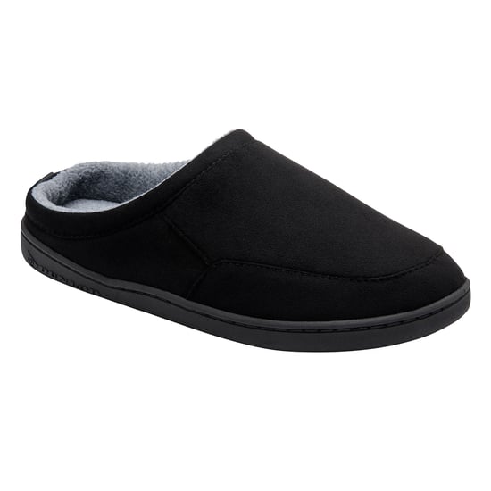 Mens Suede Look Mule Slippers Black Plush Lined UK 7-13 - Image 4