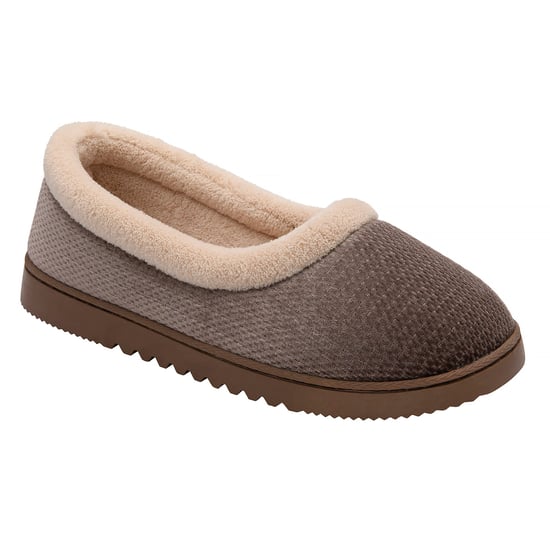 Ladies Textured Ballerina Slippers Brown Tan Warm UK 3-8 - Image 4