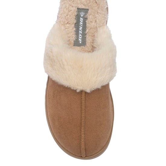 Dames Faux Fur Trim Mule Slippers Bruin Roze Beige Warm VK 3-8 - Image 3