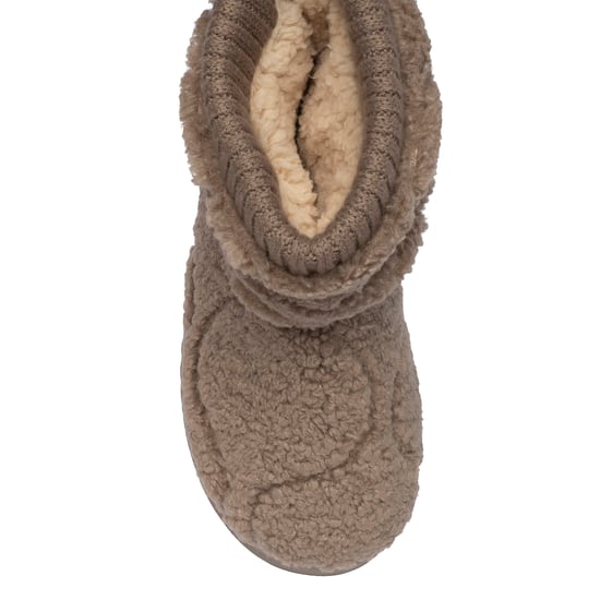 Dames Teddy Fleece Bootie Slippers Oatmeal Taupe Warm VK 3-8 - Image 3