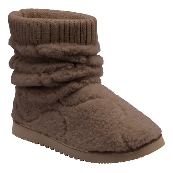 Dames Teddy Fleece Bootie Slippers Oatmeal Taupe Warm VK 3-8 - Image 4