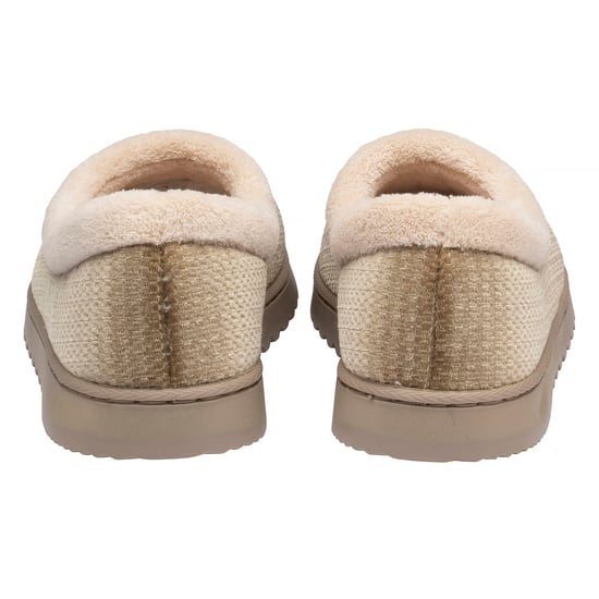 Ladies Textured Ballerina Slippers Brown Tan Warm UK 3-8 - Image 2