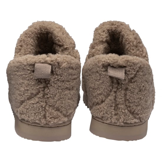 Ladies Teddy Fleece Full Slippers Oatmeal Taupe Cosy UK 3-8 - Image 2