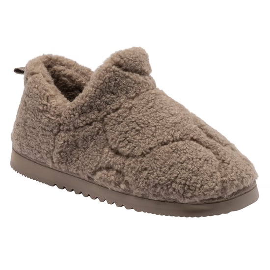 Ladies Teddy Fleece Full Slippers Oatmeal Taupe Cosy UK 3-8 - Image 4