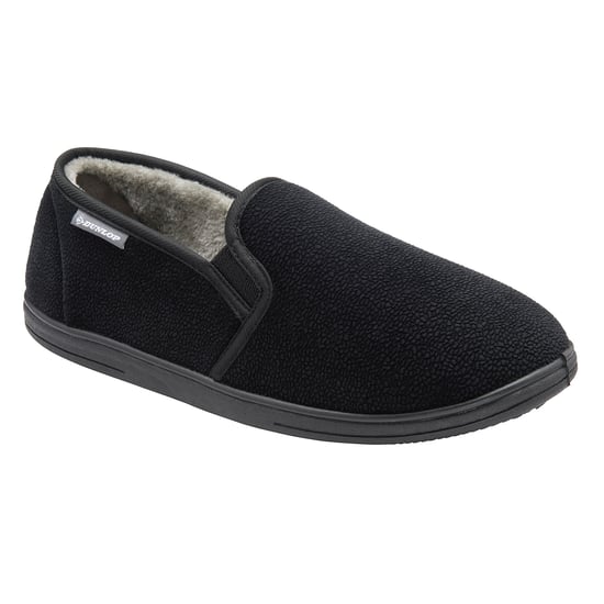 Heren Textured Volle Slippers Zwart Gesloten Hak Gevoerd UK 6-13 - Image 4