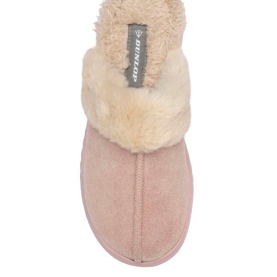 Ladies Faux Fur Trim Mule Slippers Brown Pink Tan Warm UK 3-8 - Image 3
