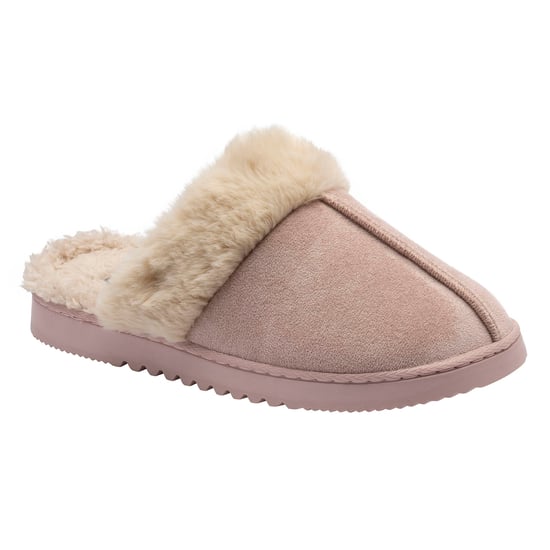 Ladies Faux Fur Trim Mule Slippers Brown Pink Tan Warm UK 3-8 - Image 4