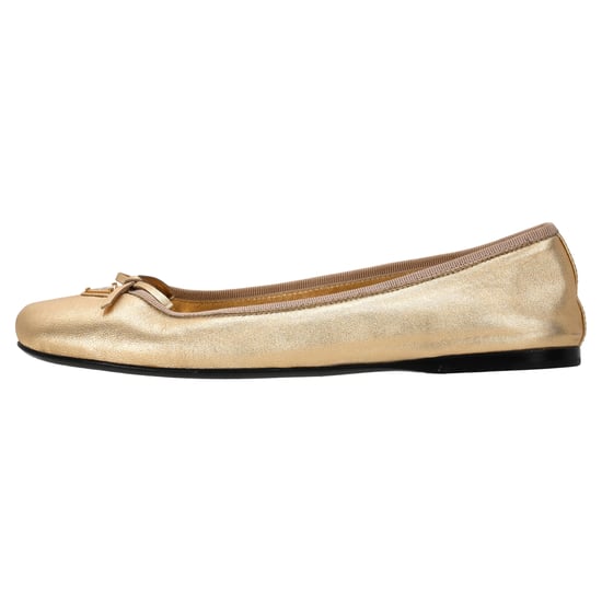 Prada ballerina's met logo-plaatje en strik in metallic goudkleurig leer - Image 2