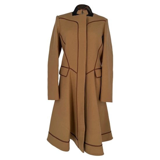 Etro Piping Accent Flared Coat in Brown Wool - Image 1