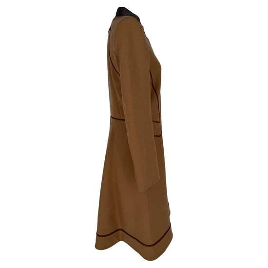 Etro Piping Accent Flared Coat in Brown Wool - Image 3