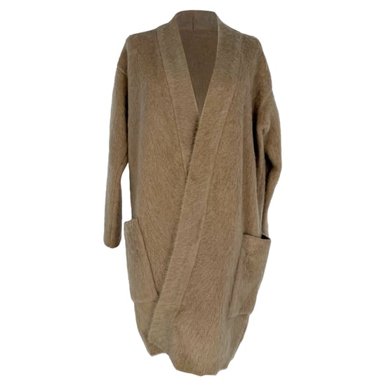 Max Mara Open Coat with Pockets in Brown Mohair Wool - Image 1
