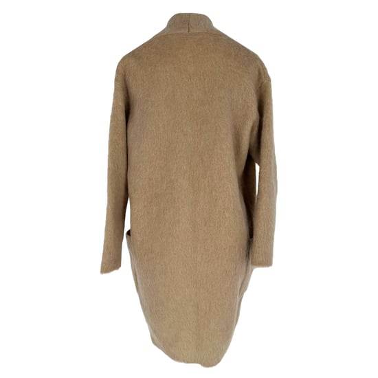 Max Mara Open Coat with Pockets in Brown Mohair Wool - Image 2