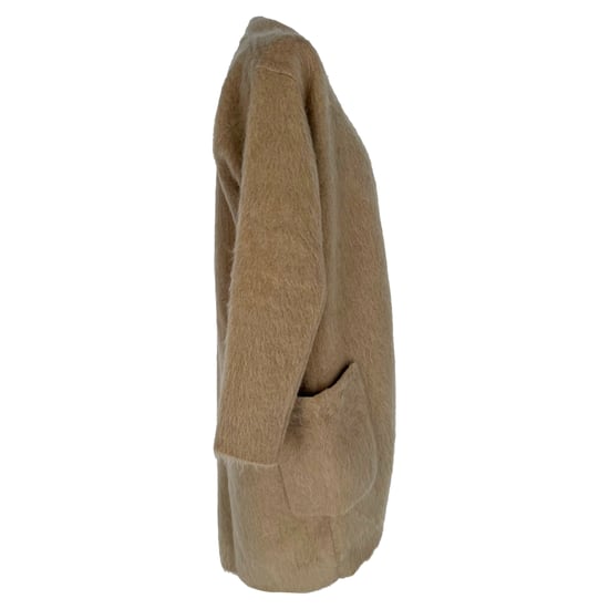 Max Mara Open Coat with Pockets in Brown Mohair Wool - Image 3