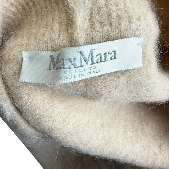 Max Mara Open Coat with Pockets in Brown Mohair Wool - Image 6