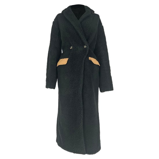 Ganni Teddy Double-Breasted Coat in Black Polyester - Image 1
