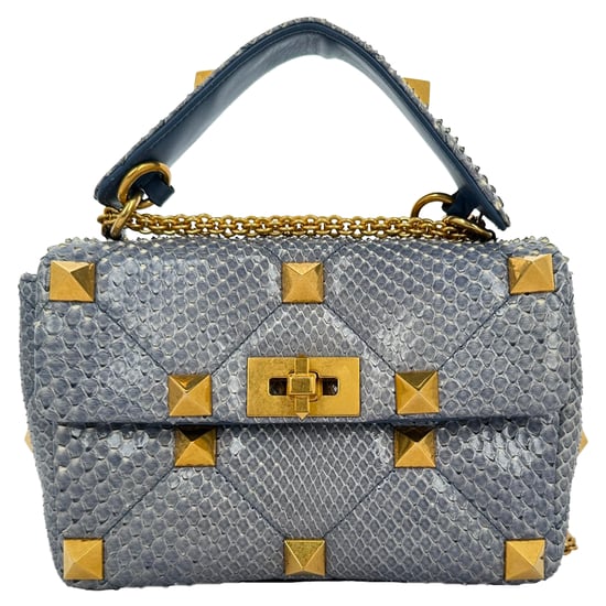 Valentino Garavani Roman Stud Top Handle Bag in Light Blue Leather - Image 3