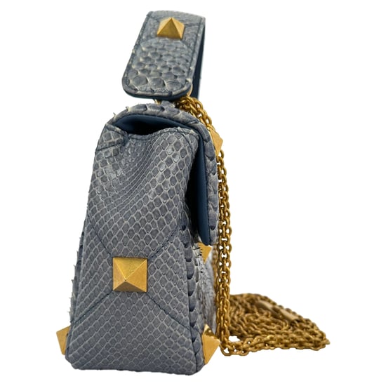 Valentino Garavani Roman Stud Top Handle Bag in Light Blue Leather - Image 4