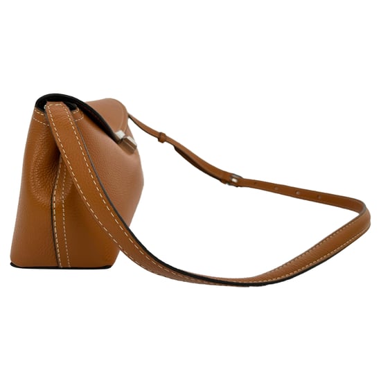 Totême T-Lock Grained-Leather Clutch in Tan Brown Leather - Image 3