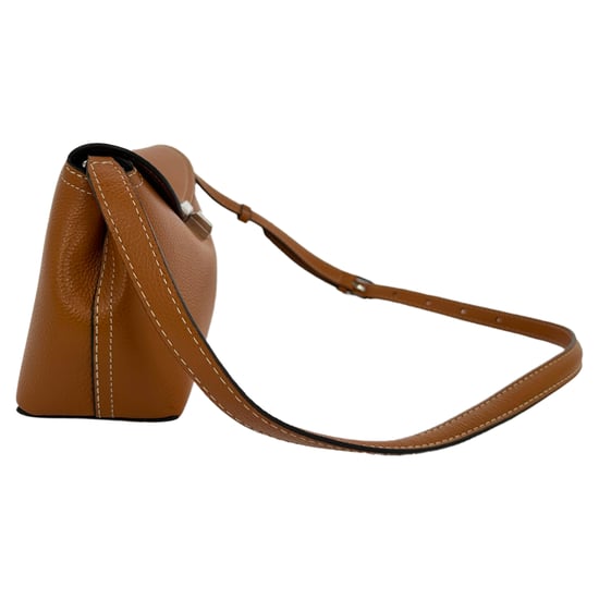 Totême T-Lock Grained-Leather Clutch in Tan Brown Leather - Image 4