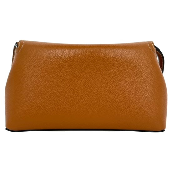 Totême T-Lock Grained-Leather Clutch in Tan Brown Leather - Image 5