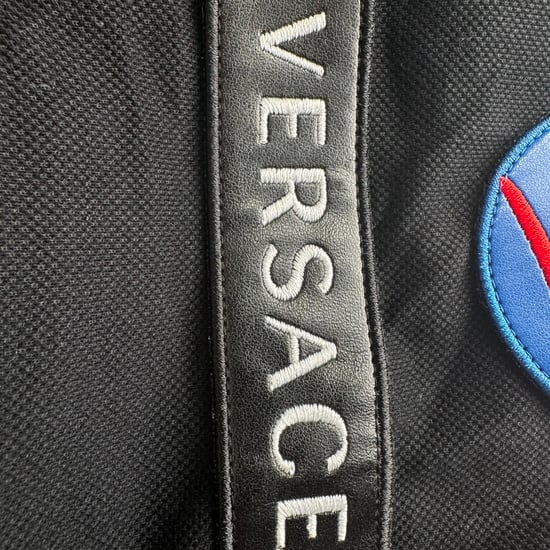 Versace Patched Polo Shirt in Black Cotton - Image 4