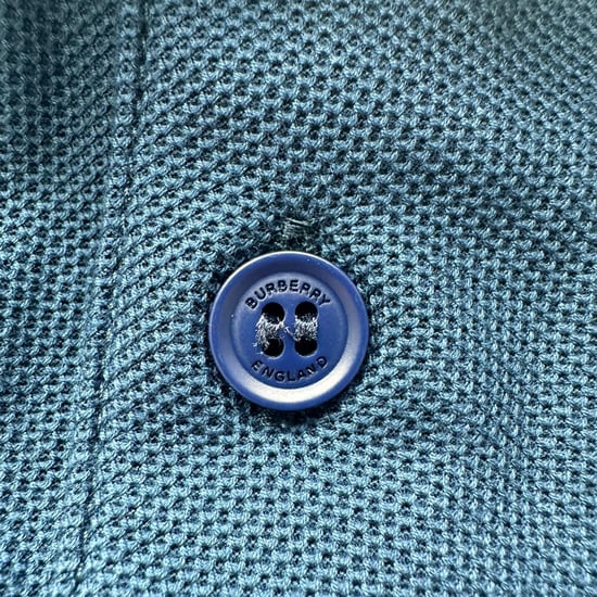 Burberry Logo-Embroidered Polo Shirt in Navy Blue Cotton - Image 4