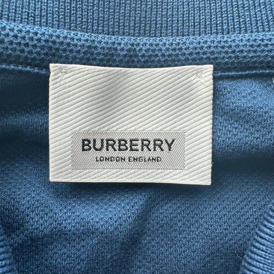 Burberry Logo-Embroidered Polo Shirt in Navy Blue Cotton - Image 6
