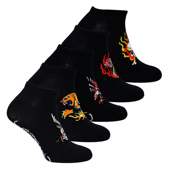 5 Par Herr Svarta Låga Cykelsockor i Bomull - Image 3