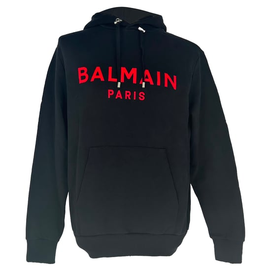 Balmain Logo-Print Hoodie in Black Cotton - Image 1