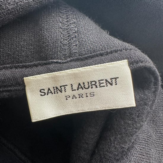 Saint Laurent 50s Signature Logo-Print Hoodie in Black Cotton - Image 5
