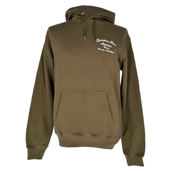 Dior Logo-Embroidered Hoodie in Brown Cotton - Image 1