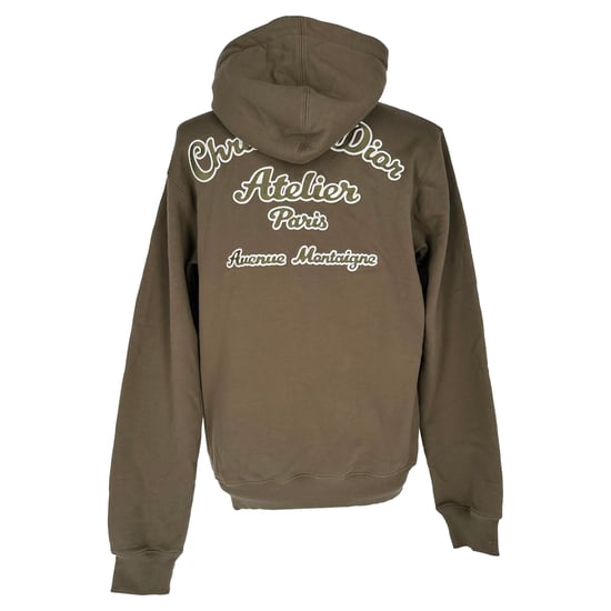 Dior Logo-Embroidered Hoodie in Brown Cotton - Image 3