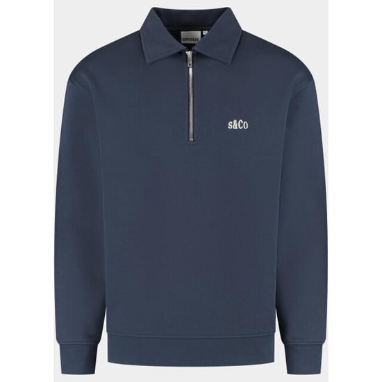 Bos Bright Blue Supply & co. half zip sweater heren aarav halfzip sweat sco26312aa07/4001 - Image 2