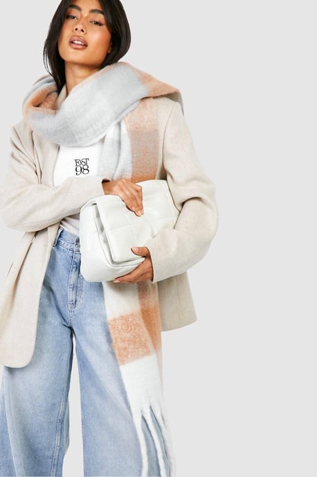 Check Fringe Scarf - Image 1
