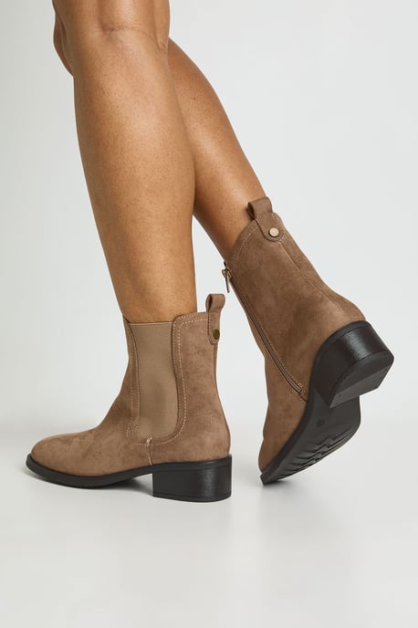 Faux Suede Tab Detail Chelsea Boots - Image 2
