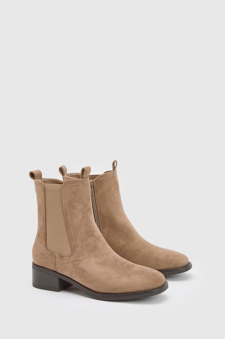 Faux Suede Tab Detail Chelsea Boots - Image 3